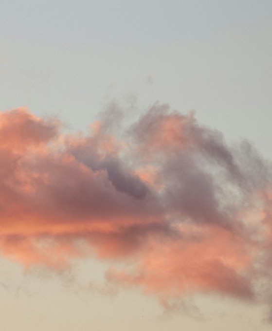 淡いピンクに染まった夕焼けの雲